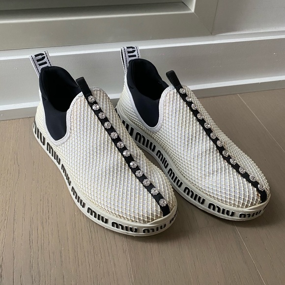 miu miu rhinestone sneakers
